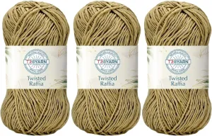 Troyarn Twisted Raffia Yarn for Crafting and Design for Creative Projects, Sustainable Soft Beach Bag,Hat, Hand Knitting Handbags Medium(4) 100% Polyester/(3x3.52 Oz)/(3x109 Yd) (11816 - Craft)