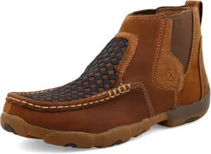 Twisted X Men's 4" Chelsea Driving Moc, Moc Toe, Woven Multi & Oiled Saddle, 11 M