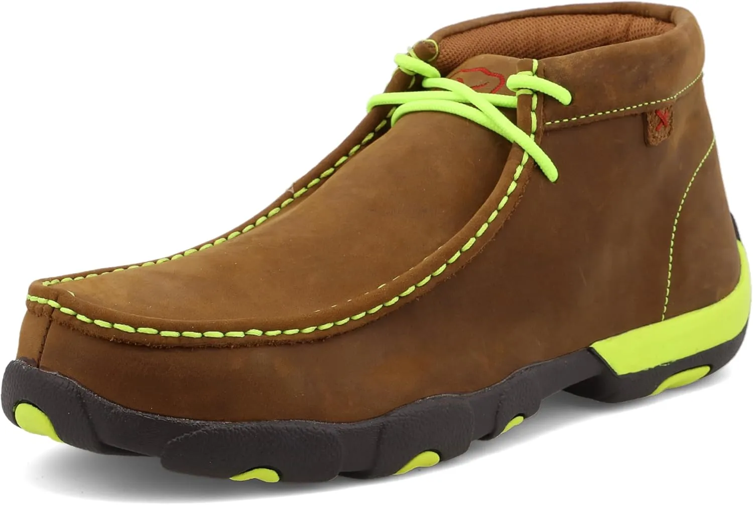 Twisted X Men's Work Chukka Driving Moc, Moc Toe Steel Toe, Distressed Saddle & Yellow, 10.5 M