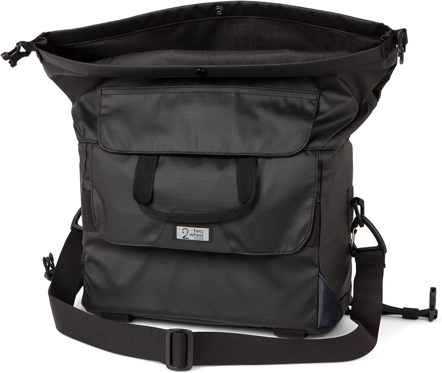 Two Wheel Gear - 4 in 1 Dayliner Box Bag (20 Liter) - Water Resistant Rolltop for Bike Handlebars, Rack Trunk or Basket with Shoulder Strap (Black Recycled Riptstop)