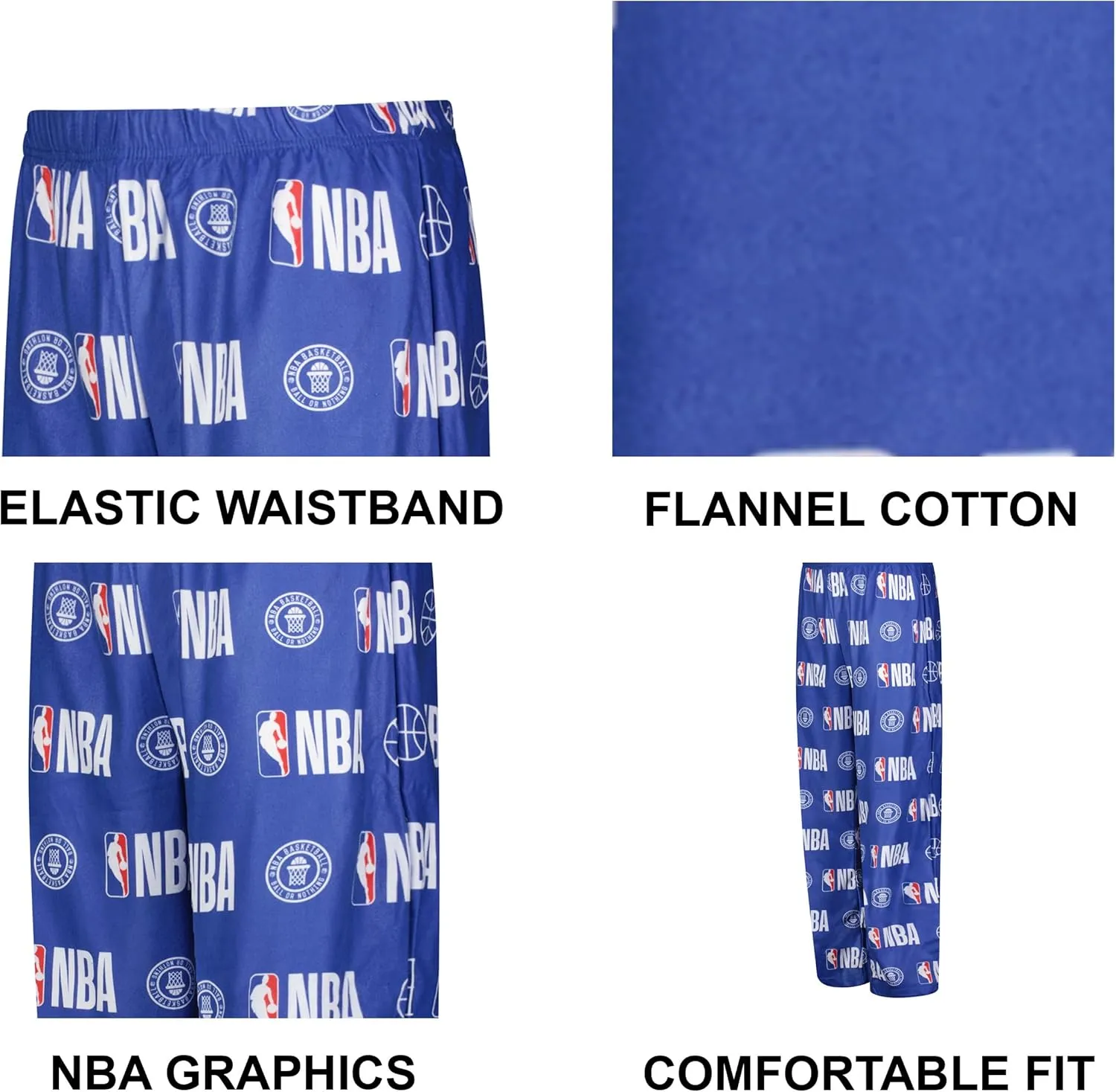 Ultra Game Adult’s NBA Official Sleepwear Pajama Pants Flannel Loungewear with Logo