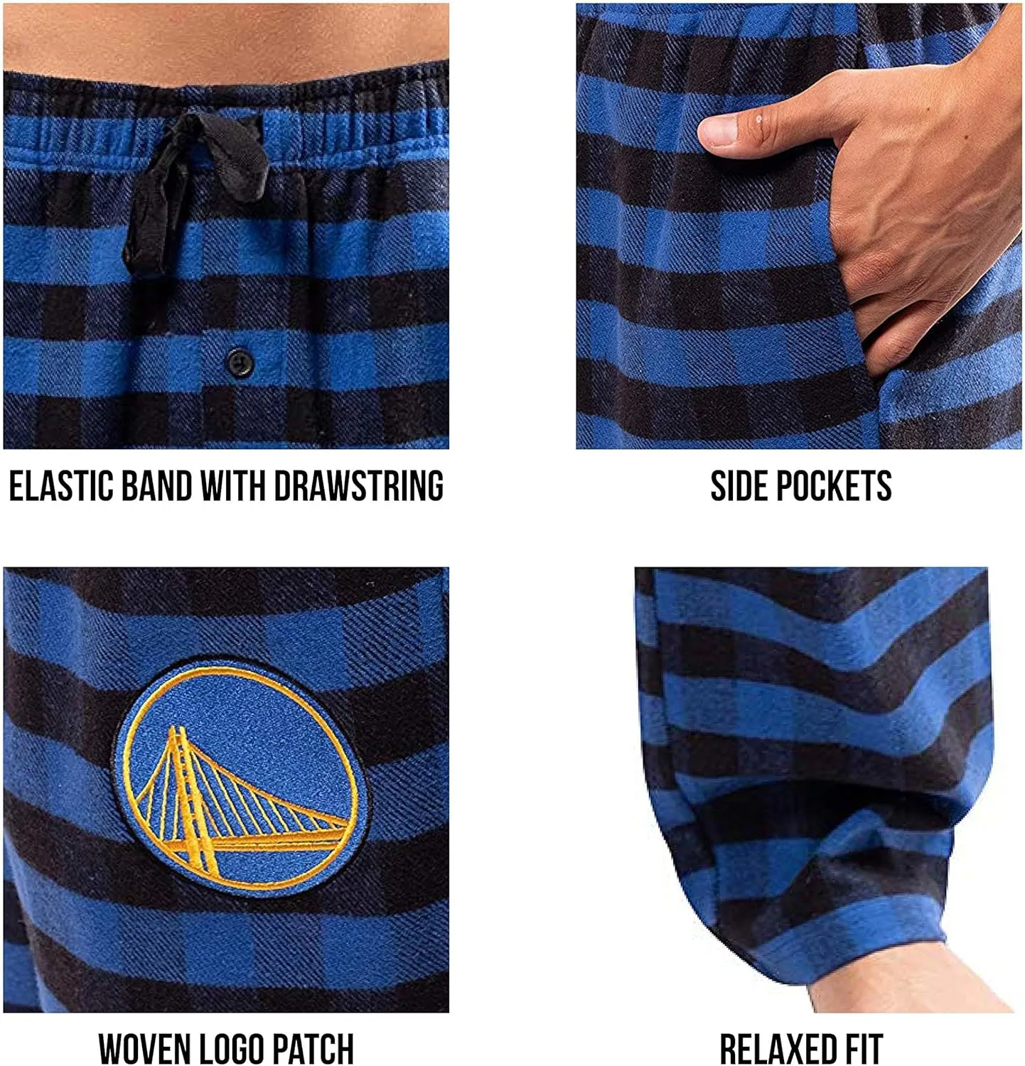 Ultra Game Men's NBA Official Sleepwear Super Soft Flannel Pajama Loungewear Pants