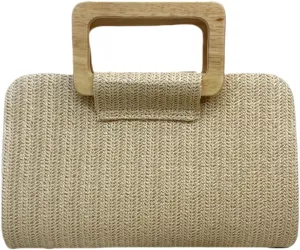 UMREN Straw Dumpling Clutch Purse for Women Woven Straw Clutch Evening Handbag Summer Vacation Beach Crossbody Bag