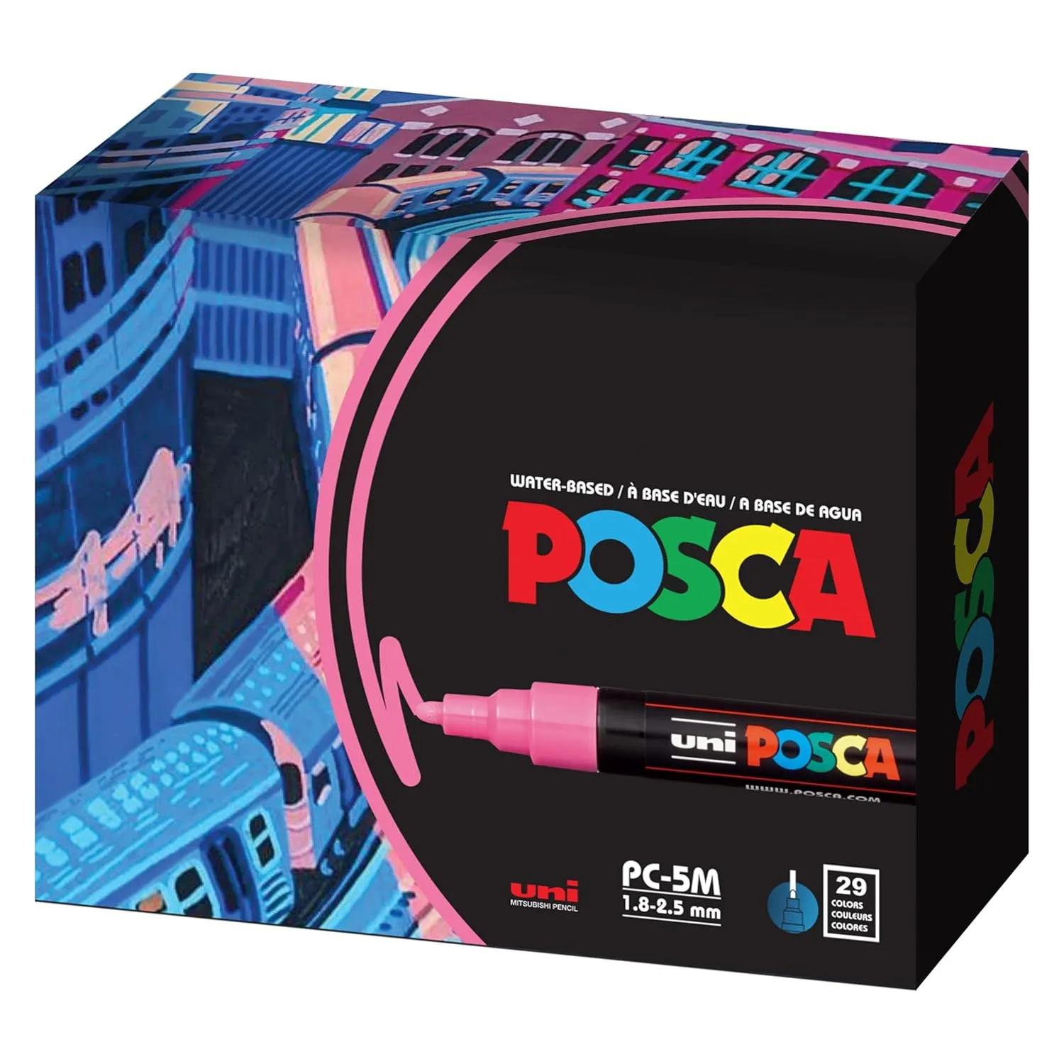 Uni Posca Paint Marker FULL RANGE Bundle Set , Mitsubishi Poster Colour ALL COLOR Marking Pen Medium Point ( PC-5M ) 29 Colours ( 22 Standard & 7 Natural ) Japan Import
