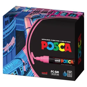 Uni Posca Paint Marker FULL RANGE Bundle Set , Mitsubishi Poster Colour ALL COLOR Marking Pen Medium Point ( PC-5M ) 29 Colours ( 22 Standard & 7 Natural ) Japan Import