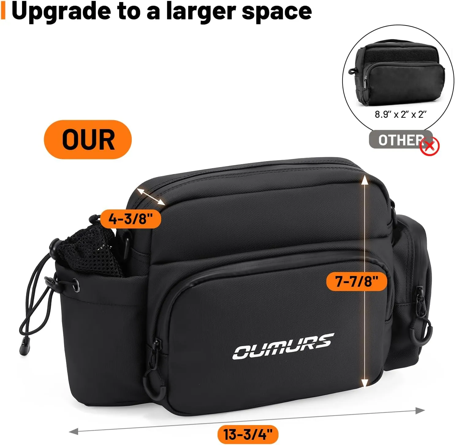 Universal 1800D Motorcycle Handlebar Bag Water-resistant Sissy Bar Bag Reflective Black Front Fork Storage Accessory Bag Fit For Motorbike Cruiser Softail Dyna Sportsters Dirt Bike Bicycle