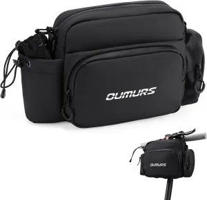 Universal 1800D Motorcycle Handlebar Bag Water-resistant Sissy Bar Bag Reflective Black Front Fork Storage Accessory Bag Fit For Motorbike Cruiser Softail Dyna Sportsters Dirt Bike Bicycle