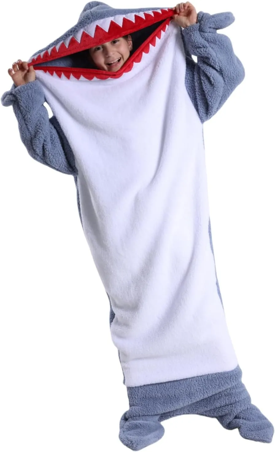 Unsex Adult Kid Ocean Hoodie Wearable Blanket Onesie Costume Soft Cozy Flannel Animals Sleeping Bag Pajamas