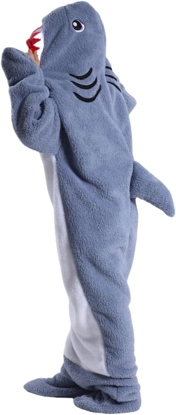 Unsex Adult Kid Ocean Hoodie Wearable Blanket Onesie Costume Soft Cozy Flannel Animals Sleeping Bag Pajamas