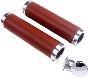 UPANBIKE Bike Grips Leather 7/8" Grips Double Lock On Grip Fit 22.2mm Handlebar for Mountain Bike Road Bicycle Fixed Gear Bike