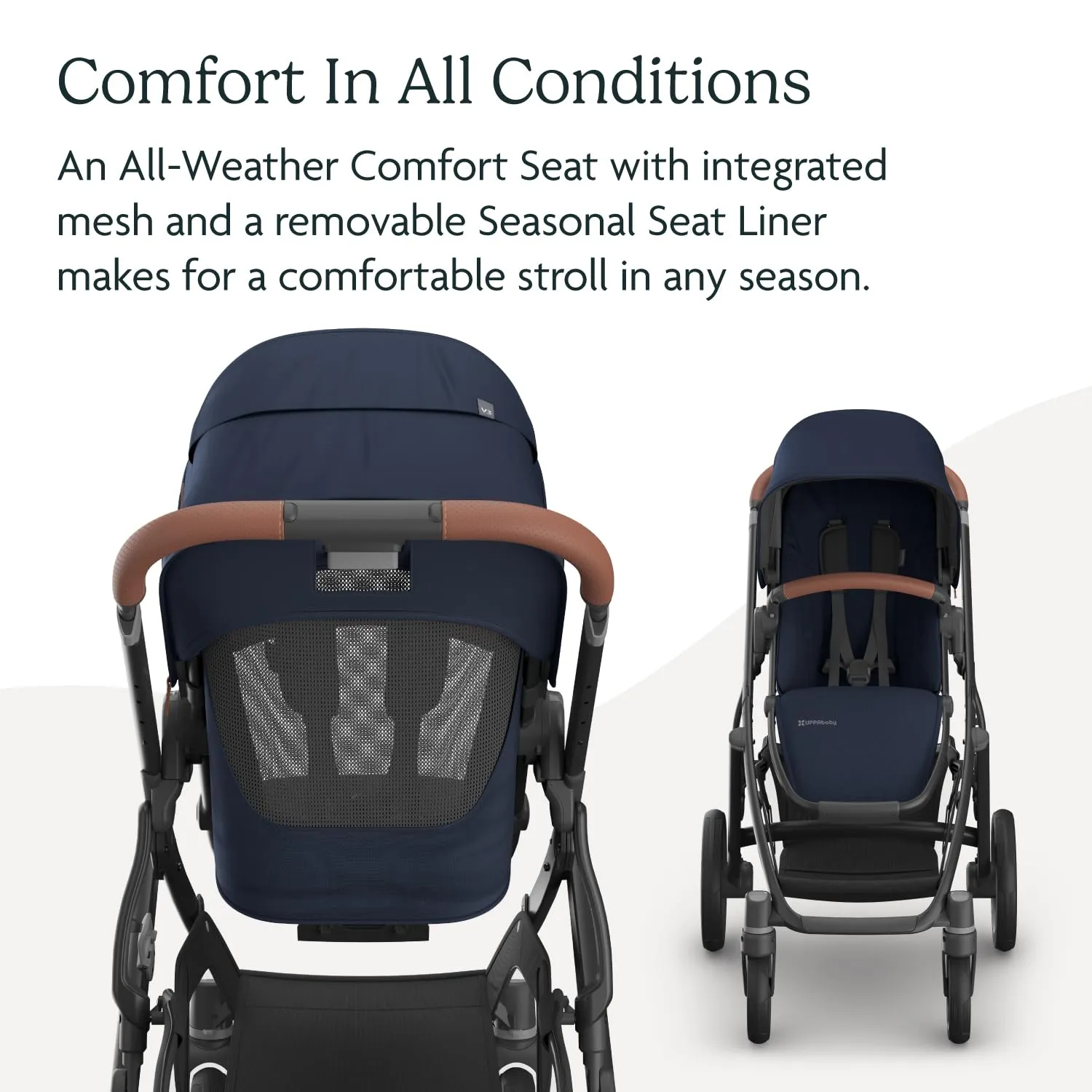 UPPAbaby Vista V3 Stroller - Full-Size Single-to-Double Stroller System - Toddler Seat, Bug Shield, Rain Shield, and Storage Bag Included - Noa (Navy/Carbon Frame/Saddle Leather)
