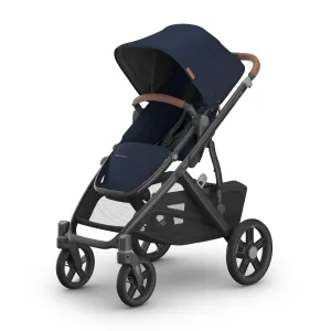 UPPAbaby Vista V3 Stroller - Full-Size Single-to-Double Stroller System - Toddler Seat, Bug Shield, Rain Shield, and Storage Bag Included - Noa (Navy/Carbon Frame/Saddle Leather)