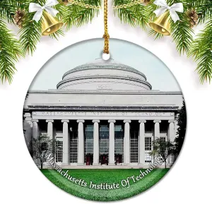 USA America Massachusetts Institute of Technology Boston Christmas Ornaments for Tree Ceramic Pendant Double Sided Ornament Decor Xmas Gifts Porcelain Travel Souvenirs