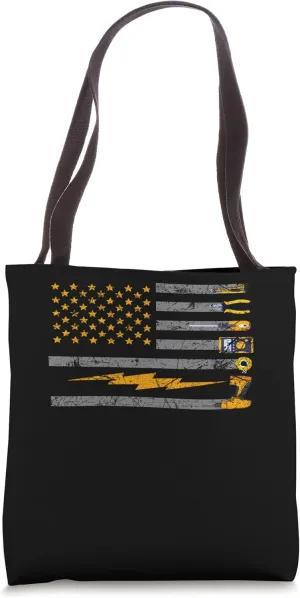 USA Flag Electrician Voltage Lineman Circuit Cable Tote Bag