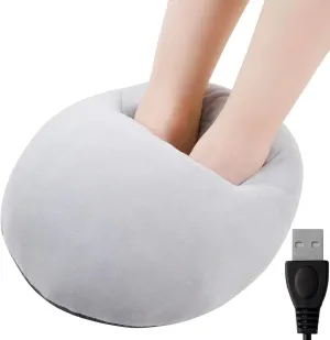 USB Electric Foot Warmers for Feet, Portable Heating Foot Warmer Electric Heating Shoes, Fast Heating Pad Soft Flannel, Non Slip Foot Warmer Slippers Under Desk Gifts for Men and Women (Grey)