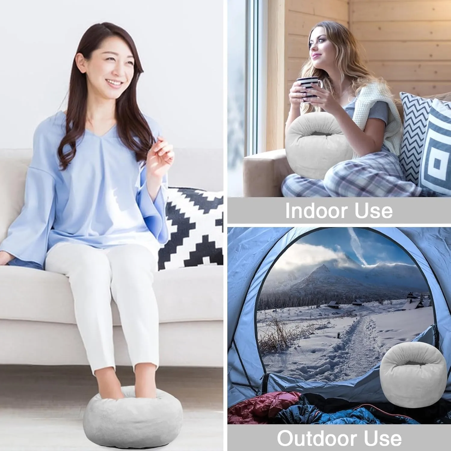 USB Electric Foot Warmers for Feet, Portable Heating Foot Warmer Electric Heating Shoes, Fast Heating Pad Soft Flannel, Non Slip Foot Warmer Slippers Under Desk Gifts for Men and Women (Grey)