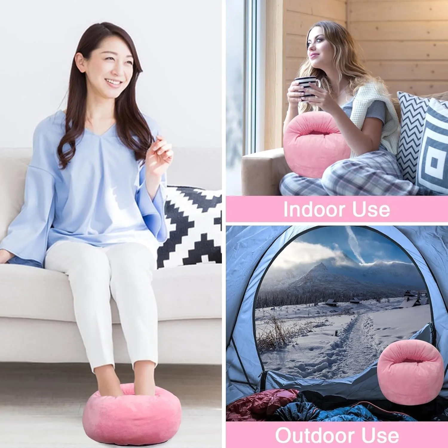 USB Electric Foot Warmers for Feet, Portable Heating Foot Warmer Electric Heating Shoes, Fast Heating Pad Soft Flannel, Non Slip Foot Warmer Slippers Under Desk Gifts for Men and Women (Pink)