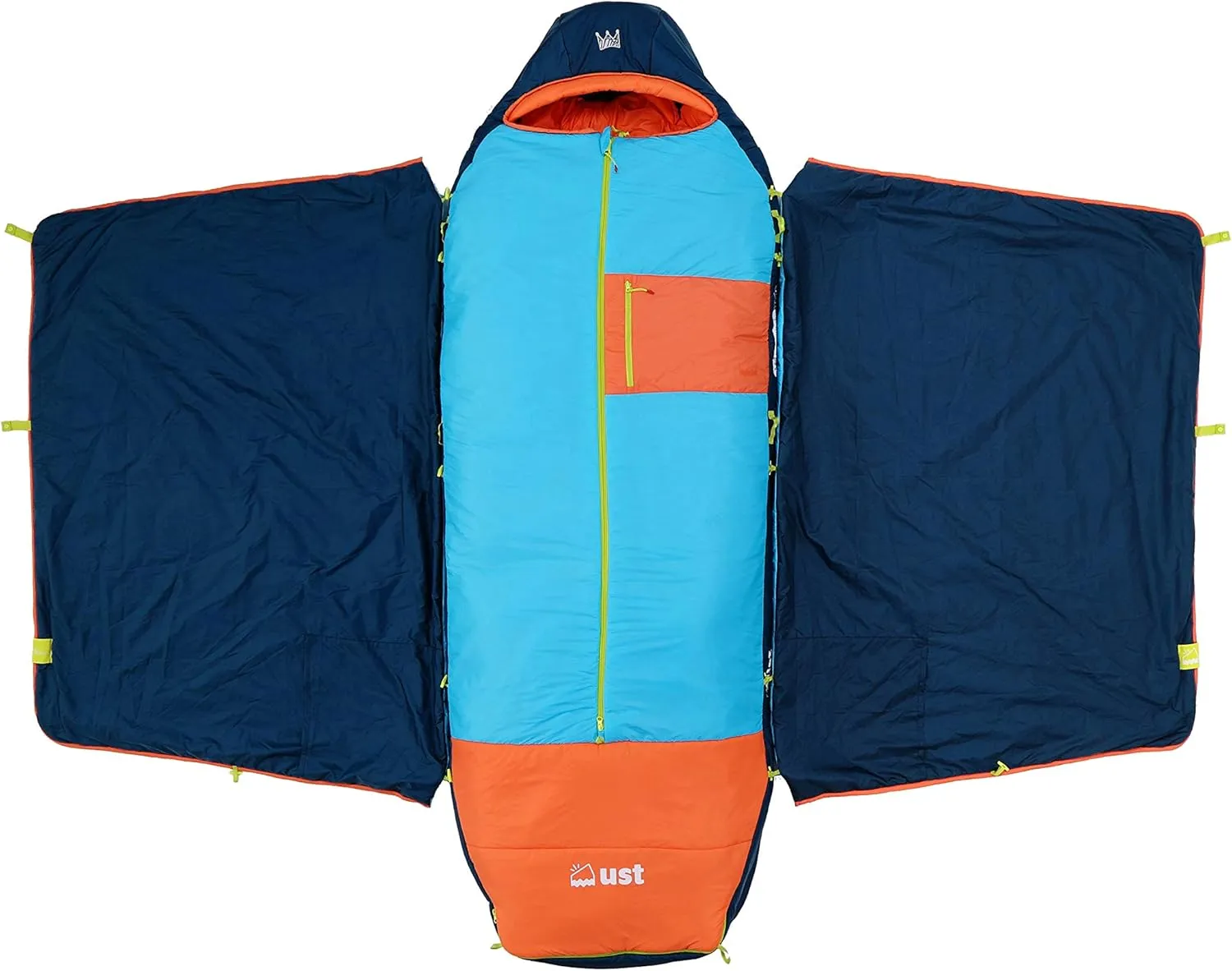 ust Monarch Sleeping Bag with Temp Control, Heavy Duty Construction, Pillow Option and Carry case for Camping, Hiking, Backpacking and Outdoors