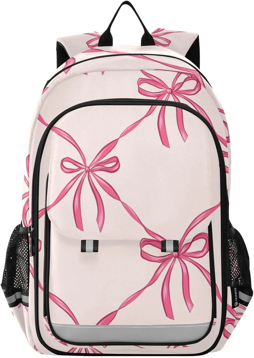 Сute Vintage Ribbon Bow Backpack Boys Girls Elementary School Bags Bookbags Laptop Backpack Travel Daypack Safe Reflective Stripes