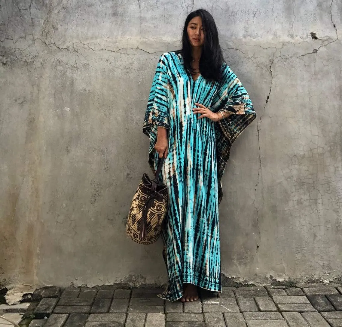 Venasha Womens Caftan Plus Size Kaftans Casual V Neck Caftans Long Soft Beach Maxi Dress for Summer