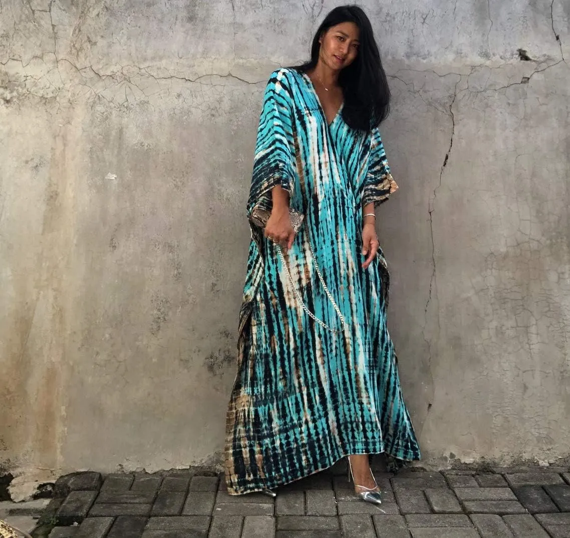 Venasha Womens Caftan Plus Size Kaftans Casual V Neck Caftans Long Soft Beach Maxi Dress for Summer