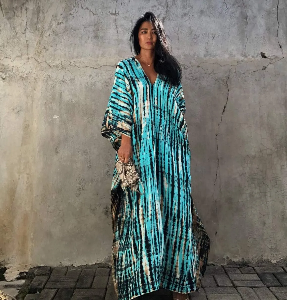 Venasha Womens Caftan Plus Size Kaftans Casual V Neck Caftans Long Soft Beach Maxi Dress for Summer