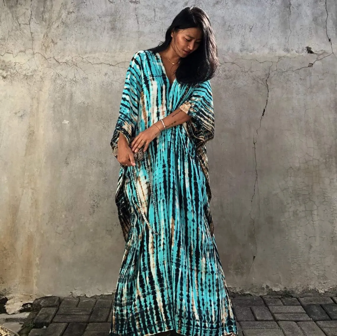 Venasha Womens Caftan Plus Size Kaftans Casual V Neck Caftans Long Soft Beach Maxi Dress for Summer