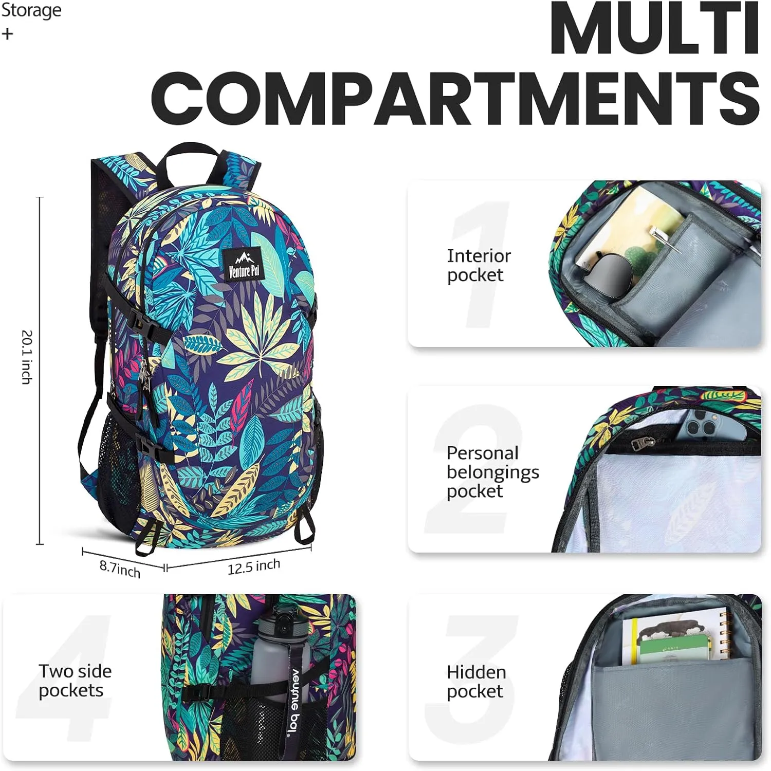 Venture Pal 40L Lightweight Packable Travel Hiking Backpack Daypack