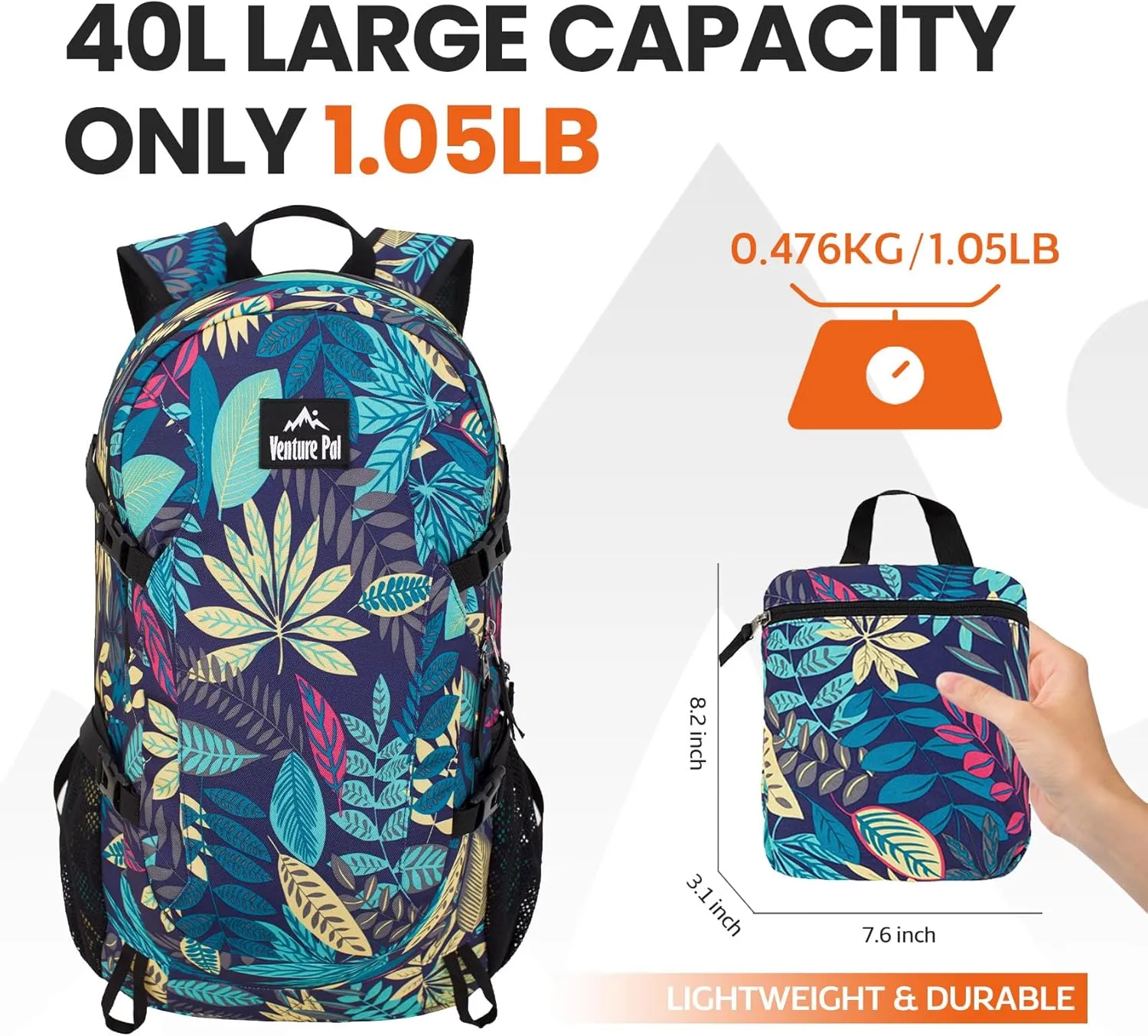 Venture Pal 40L Lightweight Packable Travel Hiking Backpack Daypack
