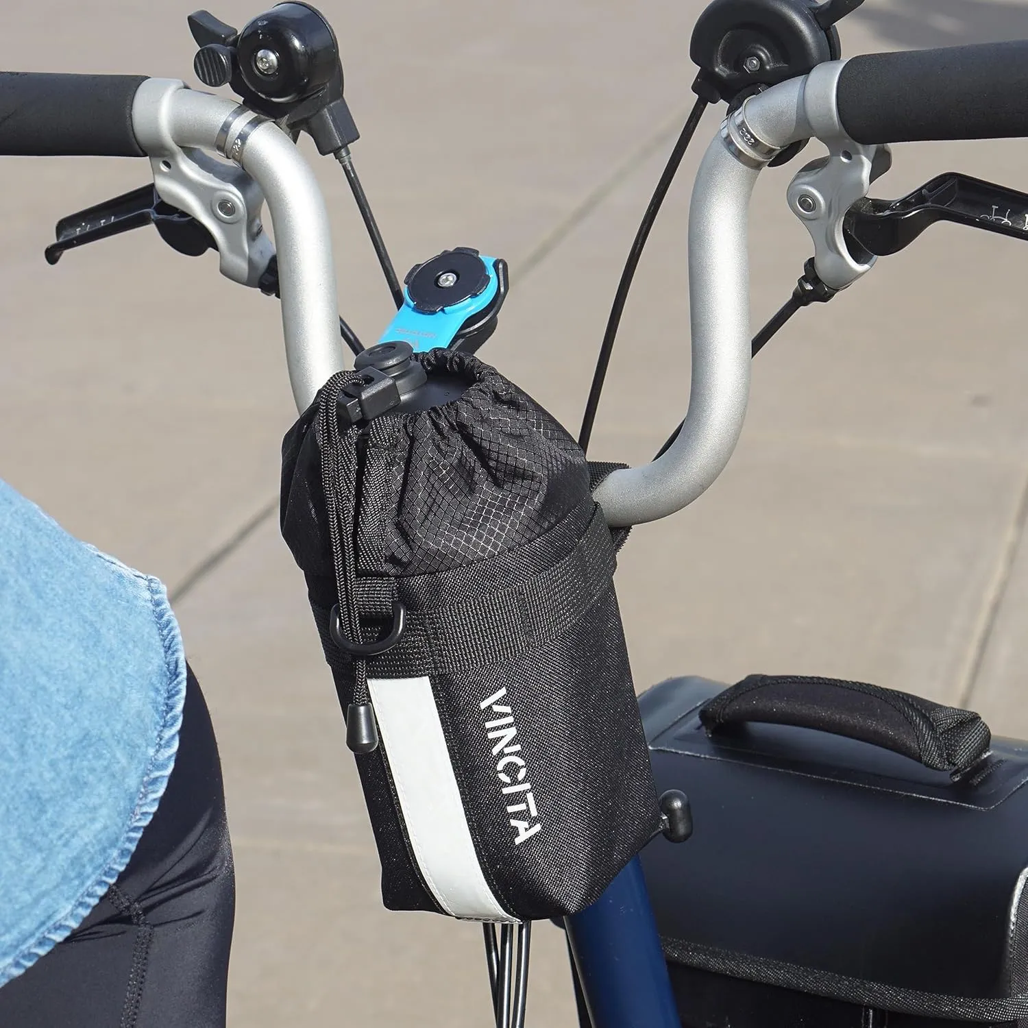 Vincita Voyage Stem Bag Bike Water Bottle Holder Insulated Stem Bag Handlebar Attachment Cup Holder Food Snack Storage for Folding Bikes. (Black, Small)…