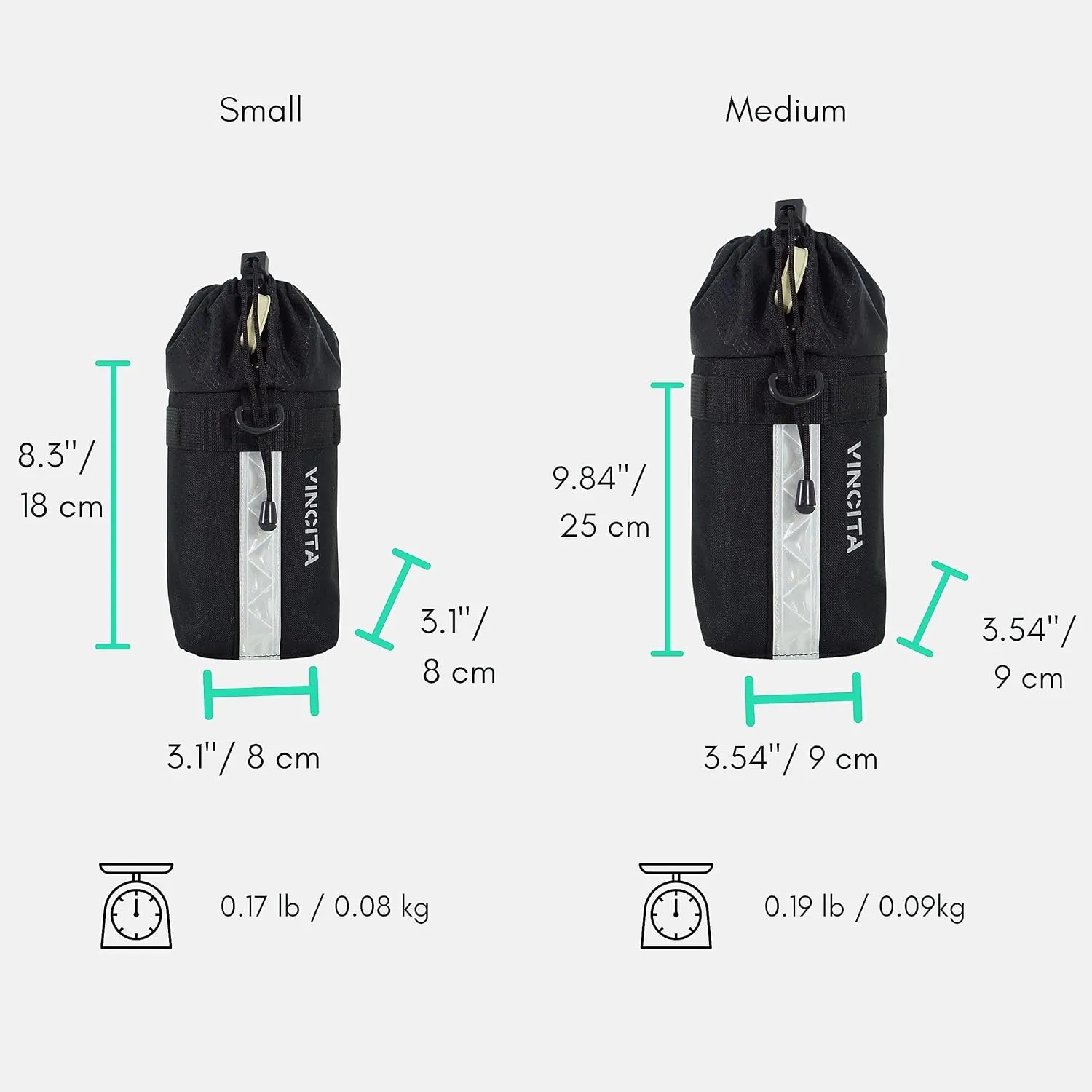 Vincita Voyage Stem Bag Bike Water Bottle Holder Insulated Stem Bag Handlebar Attachment Cup Holder Food Snack Storage for Folding Bikes. (Black, Small)…