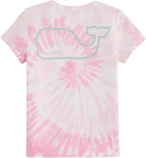 vineyard vines Girls' Vintage Whale Outline Swirl Tie Dye Short-Sleeve Tee