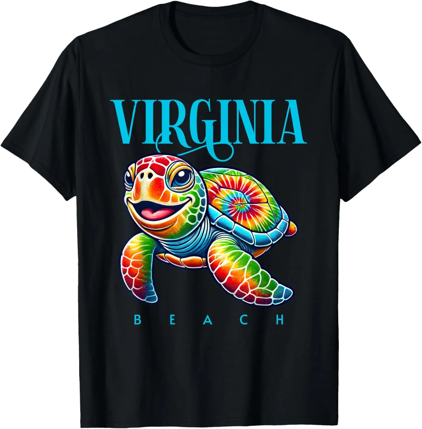 Virginia Beach Smiling Tie Dye Sea Turtle T-Shirt