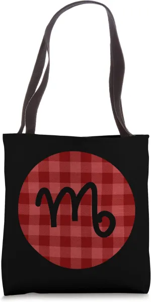 Virgo Zodiac Horoscope Sign Red Flannel Plaid Lumberjack Tote Bag