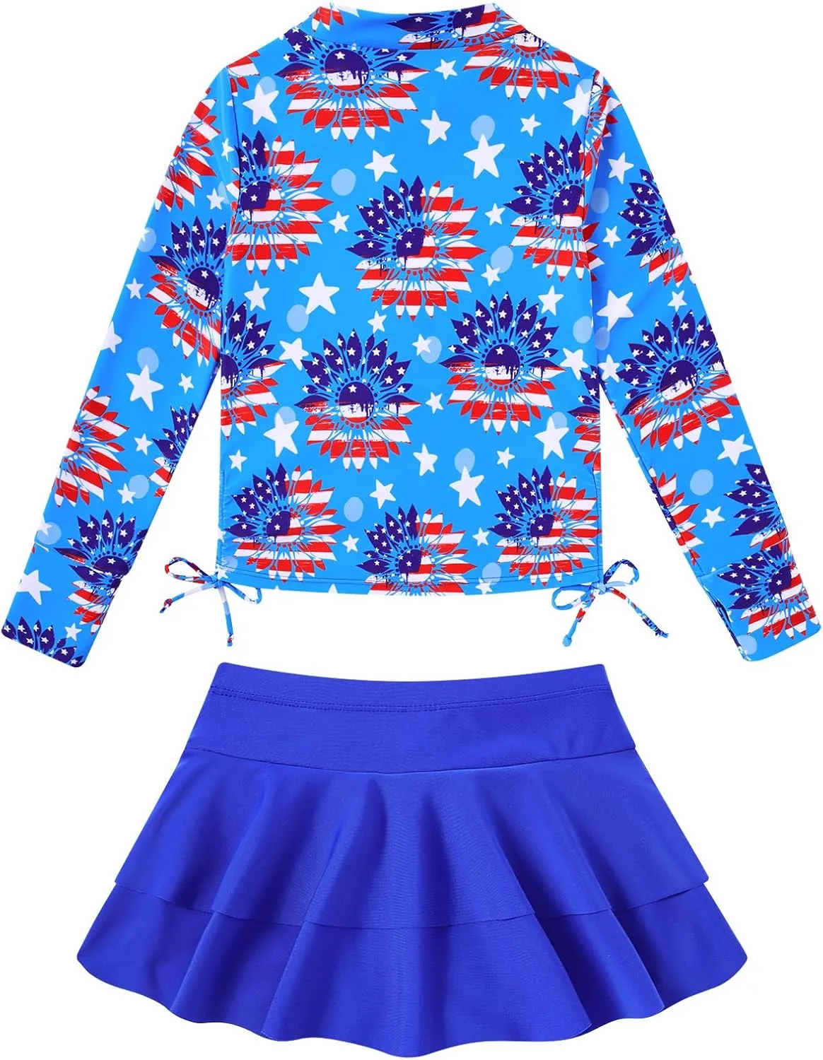 Vogseek 3-12T Girls Rash Guard 2 Pieces Bathing Suit Long Sleeve Swimsuit Swimming Skirt with Shorts Swimwear