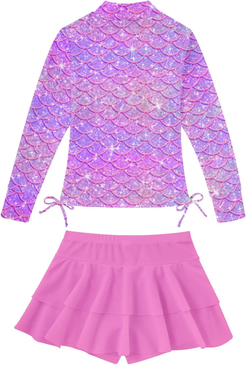 Vogseek Girls Swimsuit Two Pieces Rash Guard Bathing Suit UPF 50  Beach Swim Skirt with Shorts Swimwear 5-12T