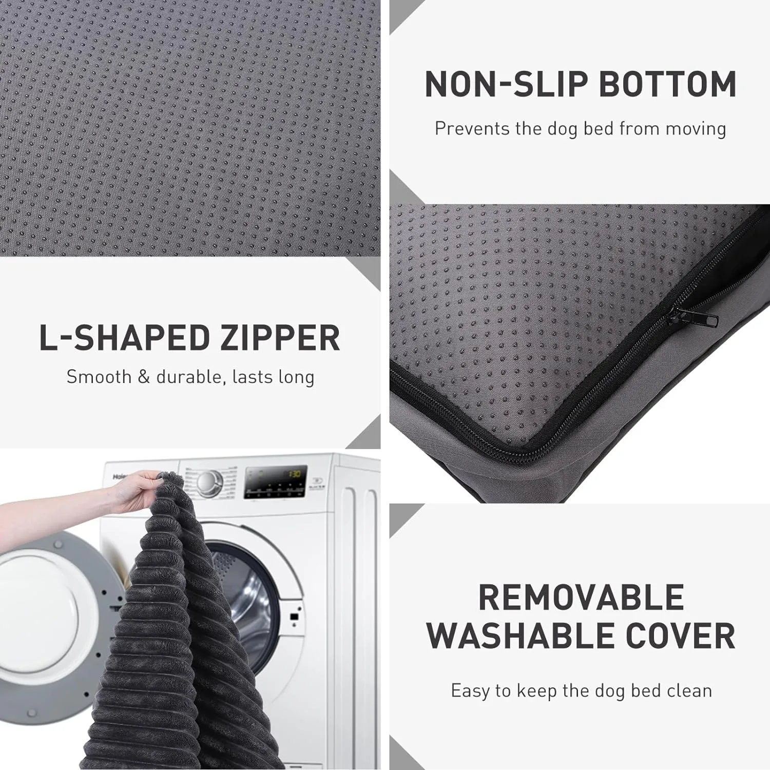 Vonabem Small Dog Bed Washable with Removable Cover Waterproof, Dog Crate Beds for Small Dogs Cats, Soft Flannel Anti-Slip Pet Beds Kennel Pad 24 inch
