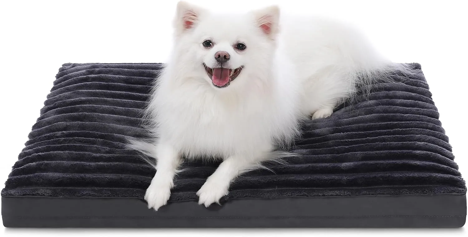 Vonabem Small Dog Bed Washable with Removable Cover Waterproof, Dog Crate Beds for Small Dogs Cats, Soft Flannel Anti-Slip Pet Beds Kennel Pad 24 inch