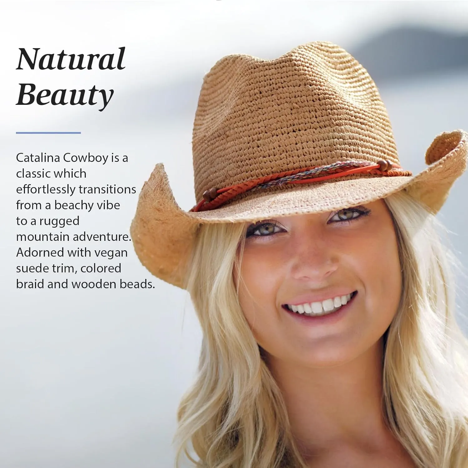 Wallaroo Hat Company Women’s Catalina Cowboy – UPF 50  Sun Hat, Wide Brim, Adjustable, Packable, Women & Men, M   L Sizes