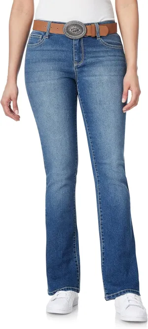 WallFlower Women's Legendary Slim Bootcut Mid-Rise Belted Insta Stretch Juniors Jeans (Standard and Plus)