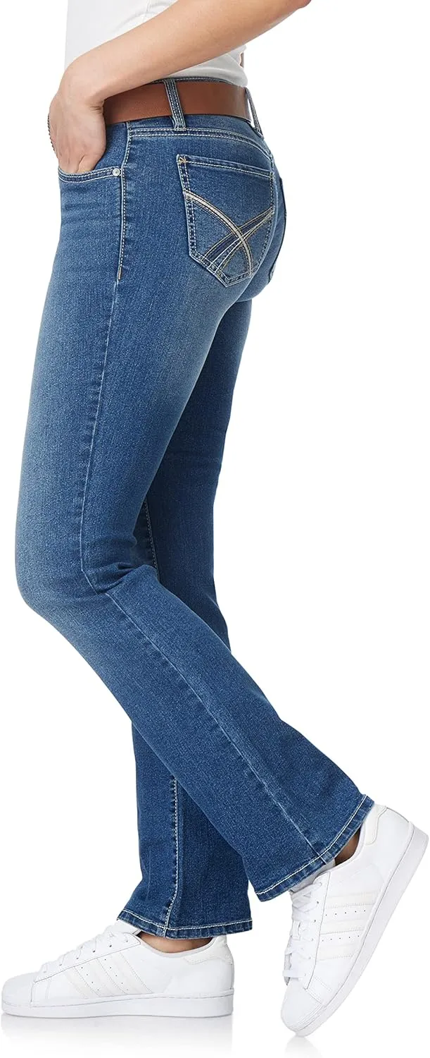 WallFlower Women's Legendary Slim Bootcut Mid-Rise Belted Insta Stretch Juniors Jeans (Standard and Plus)