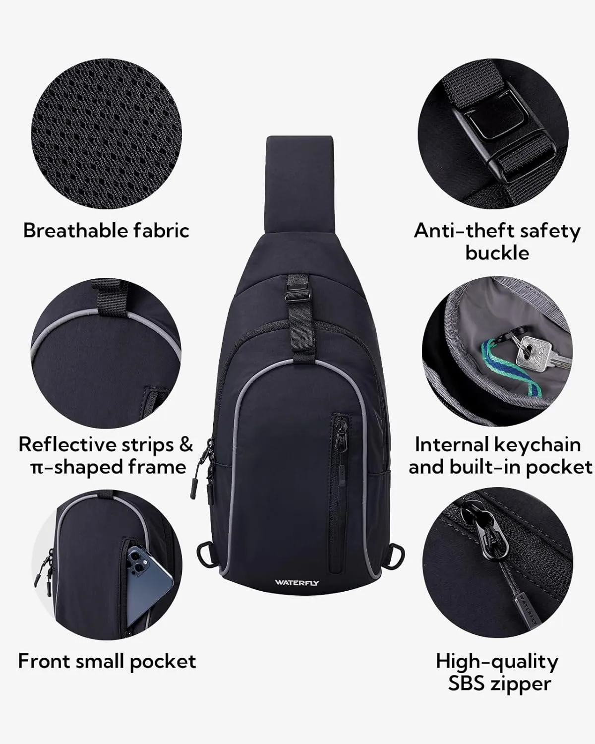 WATERFLY Crossbody Sling Backpack Sling Bag: Small and Stylish Design for Hiking Travel and Everyday Use
