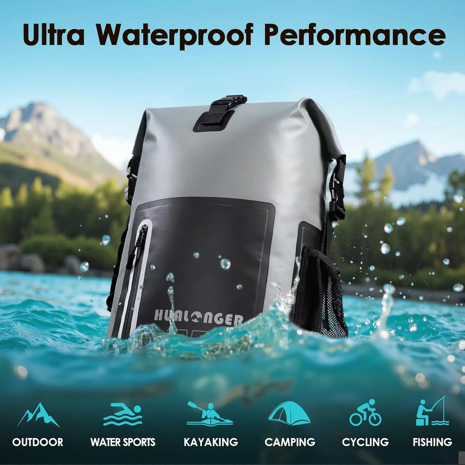 Waterproof Backpack 20L/30L/40L- Roll Top Closure Bag - Hiking Backpack - Lightweight Durable Floating Dry Bag with IPX8 Waterproof Phone Case