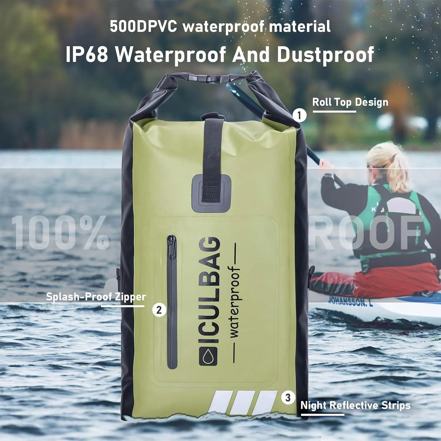 Waterproof Backpack For Women Men Dry Bags Waterprof Bags for Kayaking Boating Travele Hiking Camping Dry Bag 20L