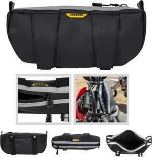 Waterproof Handlebar Bag for Motorcycles, Dirt Bikes, ATV, eBikes | 2L Storage for Tools, Phone, Keys, Snacks | Heavy-Duty PVC, Reflective Stripes, Glove-Friendly Zipper, Giant Loop Ends