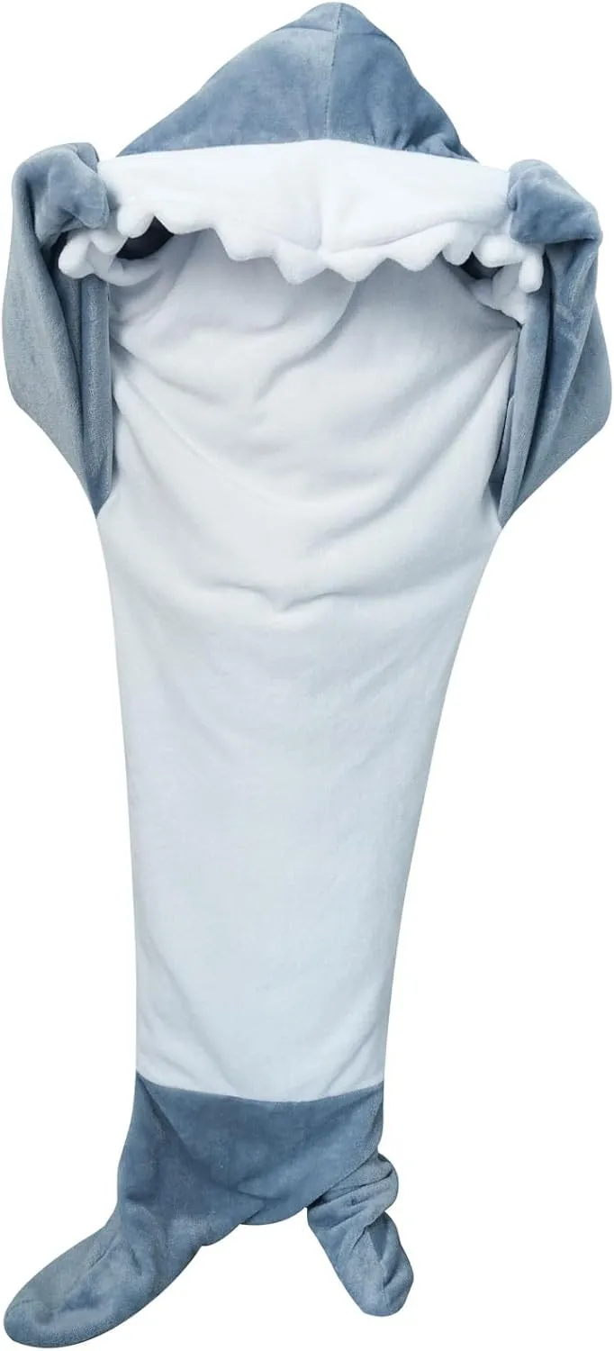 Wearable Shark Blanket Onesie for Adult Hoodie, Super Soft Comfortable Shark Costume, Blue S