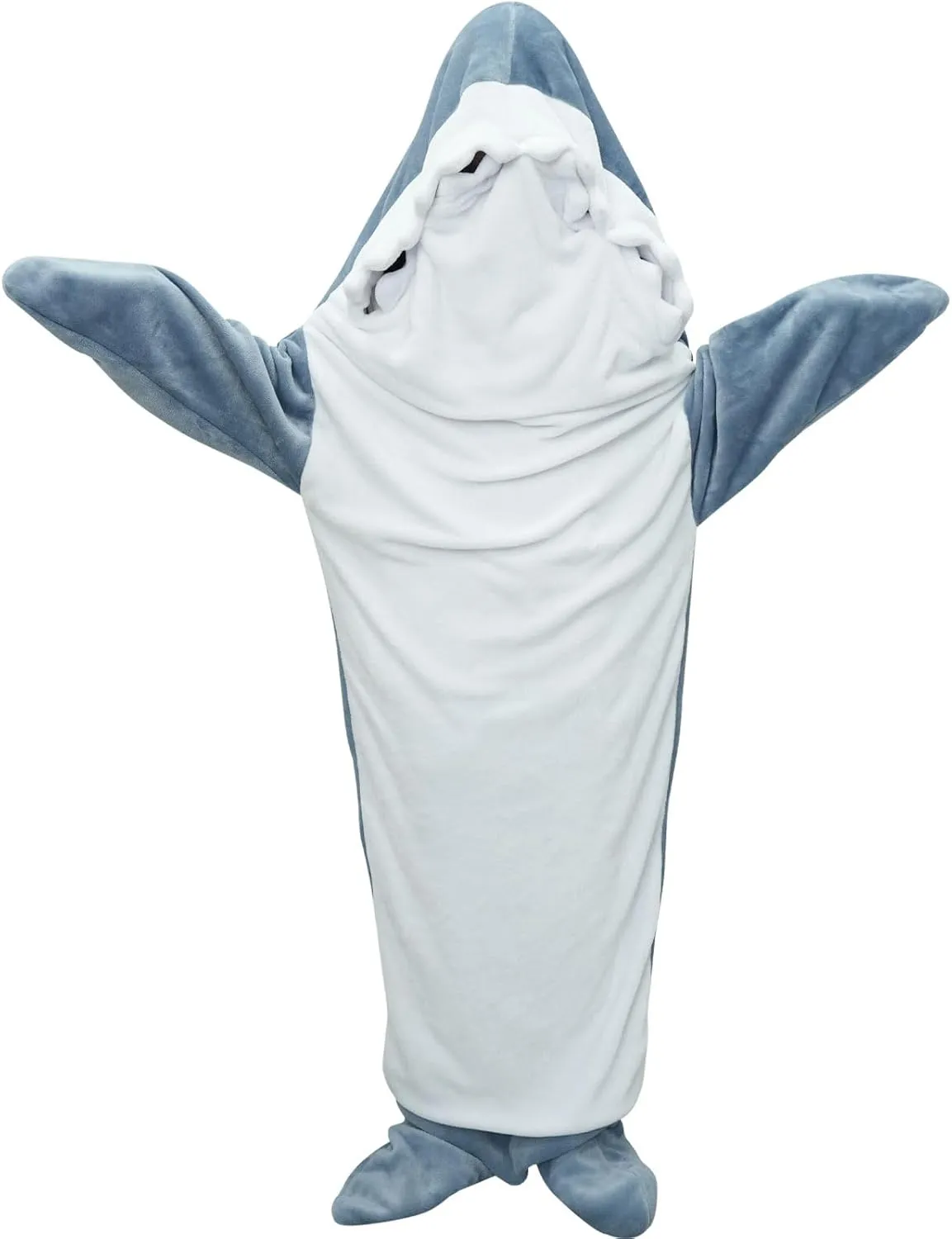 Wearable Shark Blanket Onesie for Adult Hoodie, Super Soft Comfortable Shark Costume, Blue S