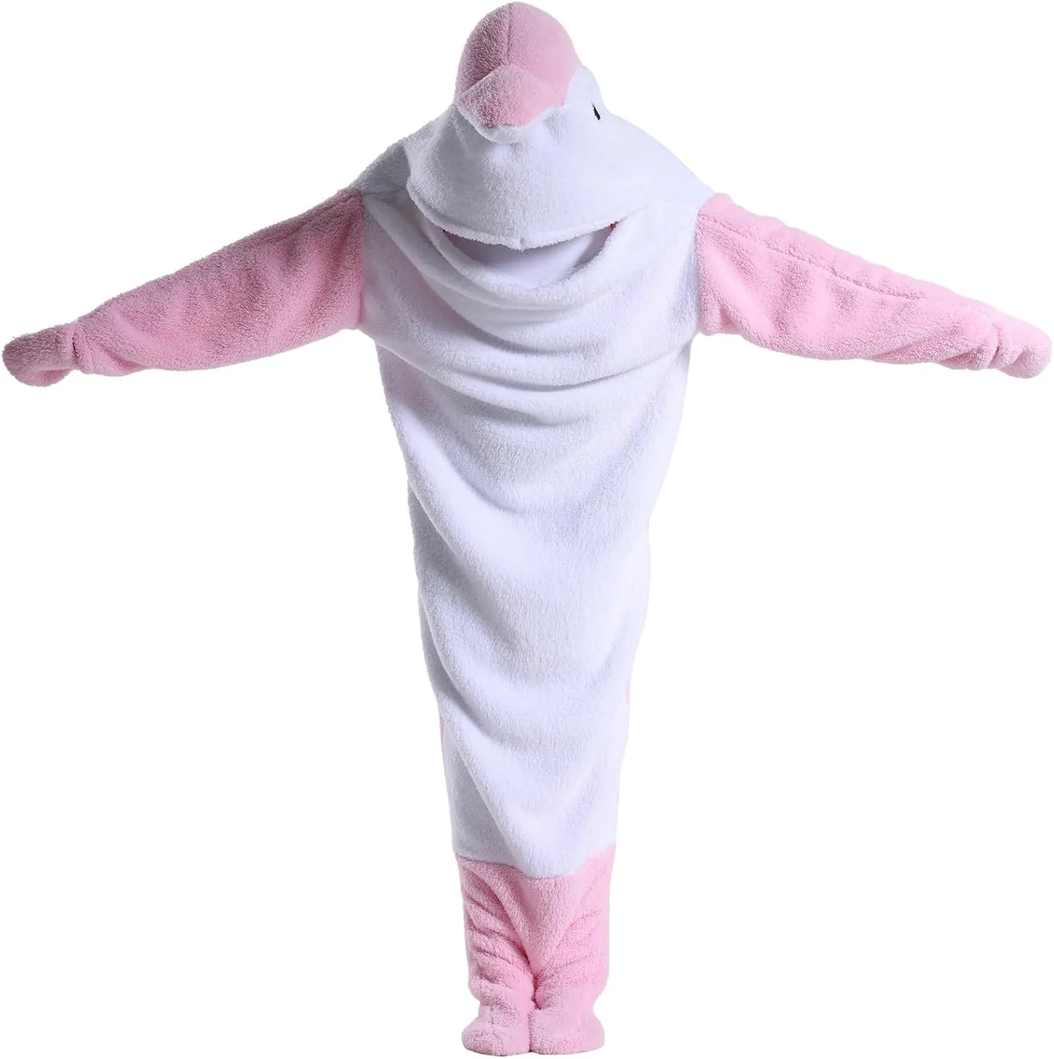 Wearable Shark Blanket Onesie for Adult Hoodie, Super Soft Comfortable Shark Costume, Pink Dolphin S