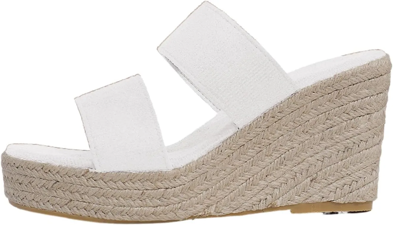 Wedge Sandals for Women 2025 Comfortable Orthopedic Slip on Sandals Open Toe Raffia Slippers Summer Casual Chunky Sandal Outdoor Shoes