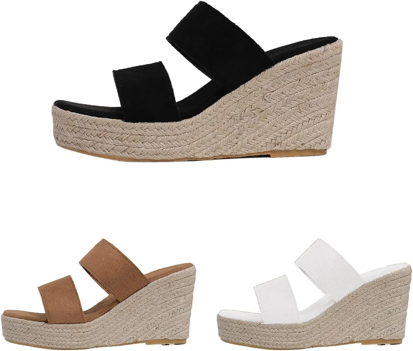Wedge Sandals for Women 2025 Comfortable Orthopedic Slip on Sandals Open Toe Raffia Slippers Summer Casual Chunky Sandal Outdoor Shoes